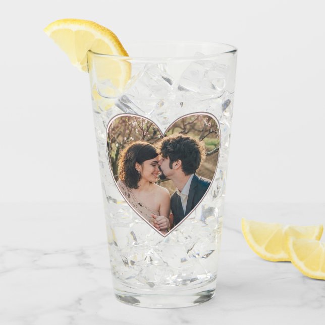 Heart Shaped 2 Photo Valentines or Wedding Custom Glass (Front Ice)
