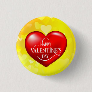 Heart Shaped 3d Red Love Symbol-50420 1 Inch Round Button