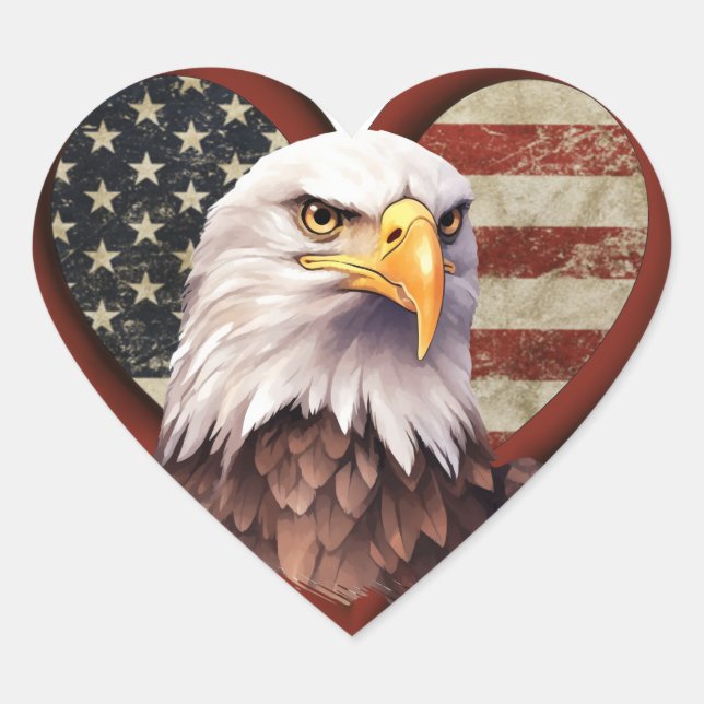 Heart-Shaped American Flag Stickers (Front)