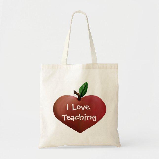 Heart Shaped Apple Teacher's tote bag (Front)