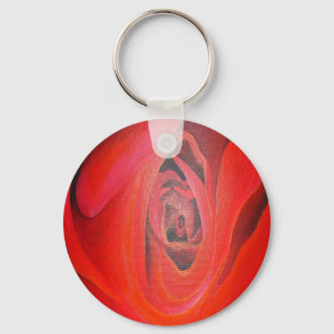 Heart Shaped Artistic Red Rose Keychain