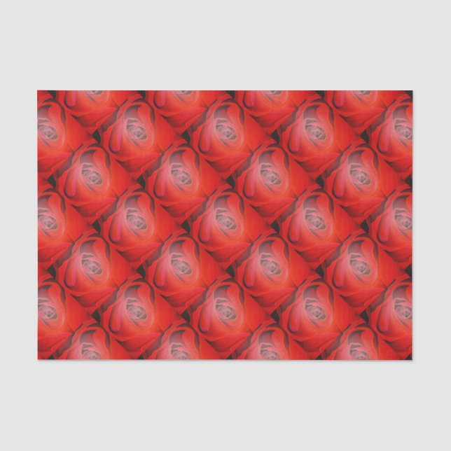 Heart Shaped Artistic Red Rose Tissue Paper (Front)