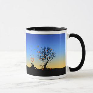 Heart-Shaped Autumn Leaves Couple Mug