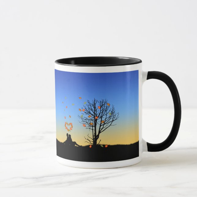 Heart-Shaped Autumn Leaves Couple Mug (Right)