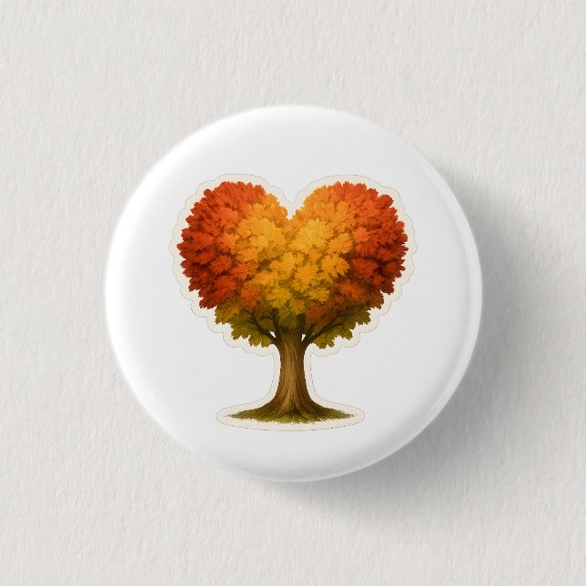 Heart Shaped Autumn Tree 1 Inch Round Button (Front)