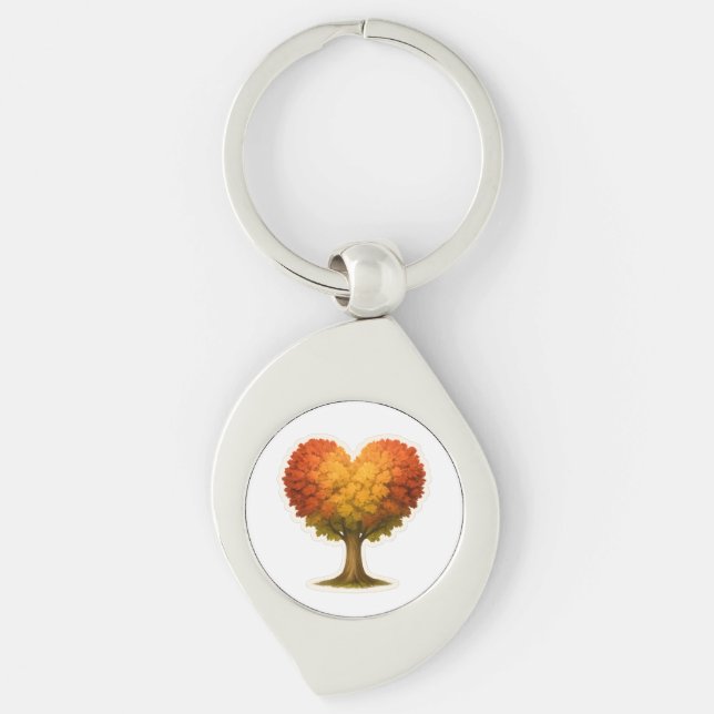 Heart Shaped Autumn Tree Keychain (Front)