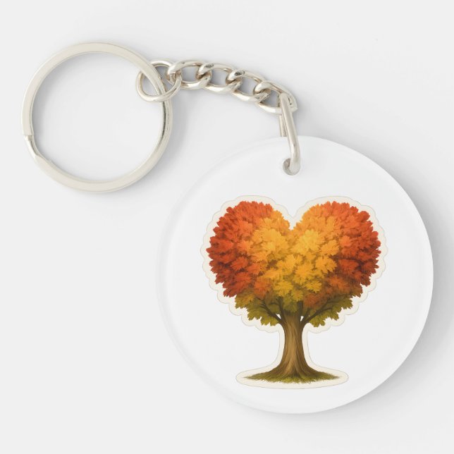 Heart Shaped Autumn Tree Keychain (Front)