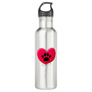 Heart Shaped Balloon With Dog Paw Print 710 Ml Water Bottle