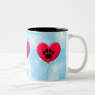 Heart Shaped Balloon With Dog Paw Print Two-Tone C Coffee Mug
