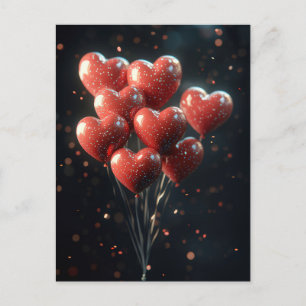 Heart shaped Balloons Valentine's Greeting Postcard