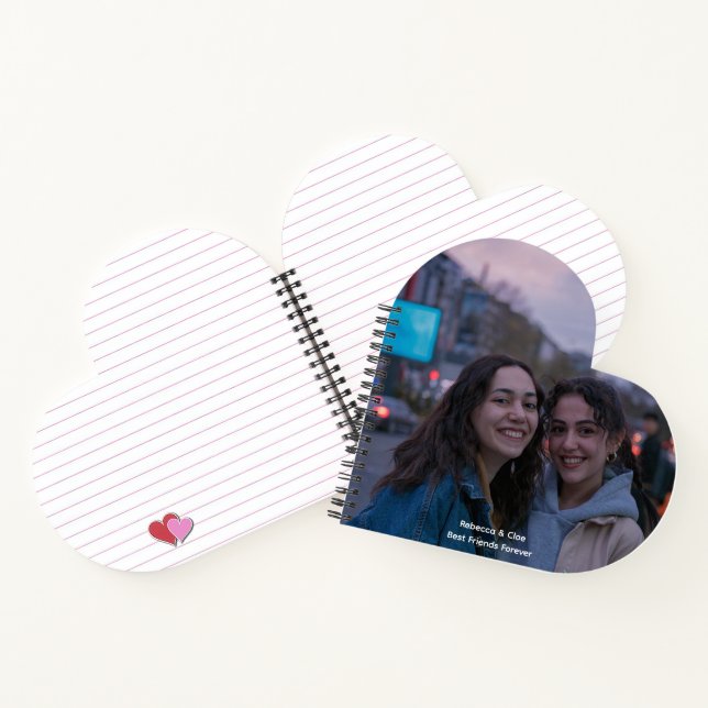 Heart Shaped BFF Photo Personalized Daily Diary Notebook (Inside)
