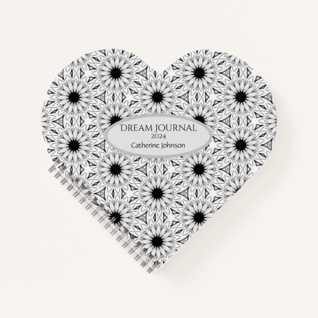 Heart-shaped Black and White Notebook Journal (Front)