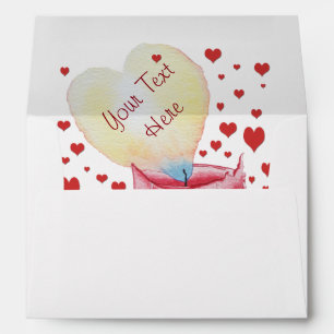 heart shaped buring flame red candle wedding envelopes