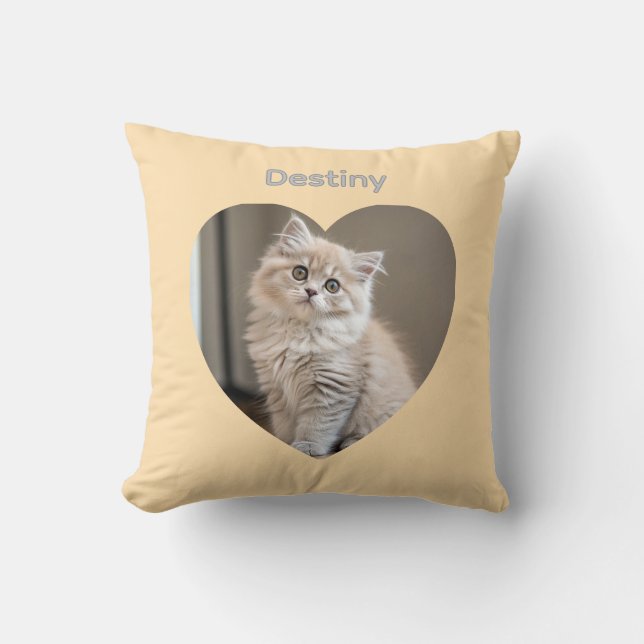Heart-Shaped Cat Design Throw Pillow (Front)