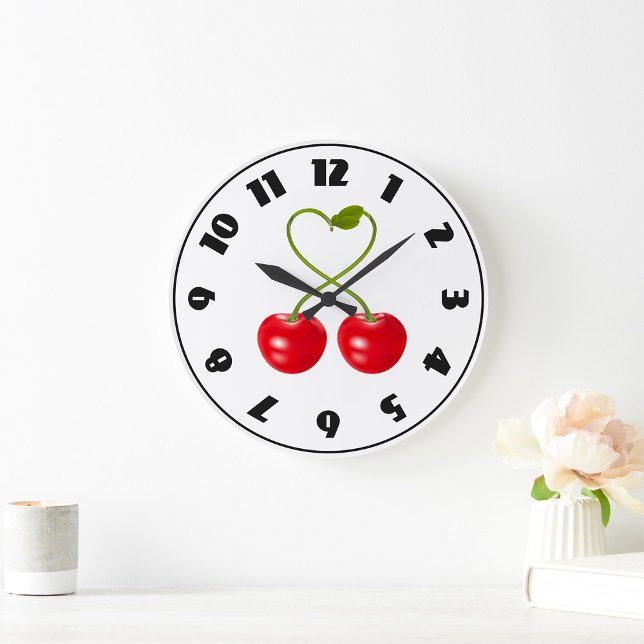 Heart Shaped Cherry Stem Large Clock (Creator Uploaded)