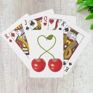 Heart Shaped Cherry Stem Playing Cards