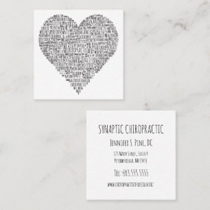 Heart-Shaped Chiropractic Word Collage Square Business Card