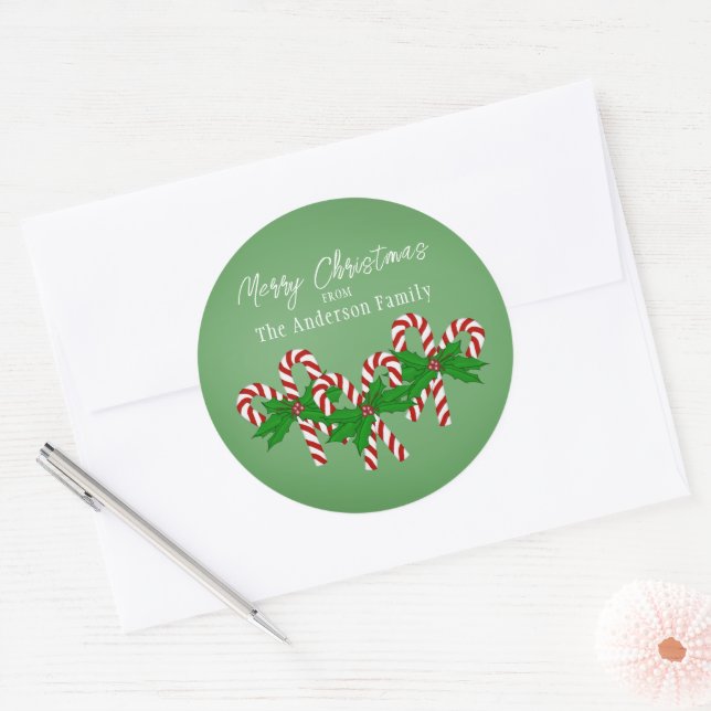 Heart Shaped Christmas Candy Cane Stickers (Envelope)