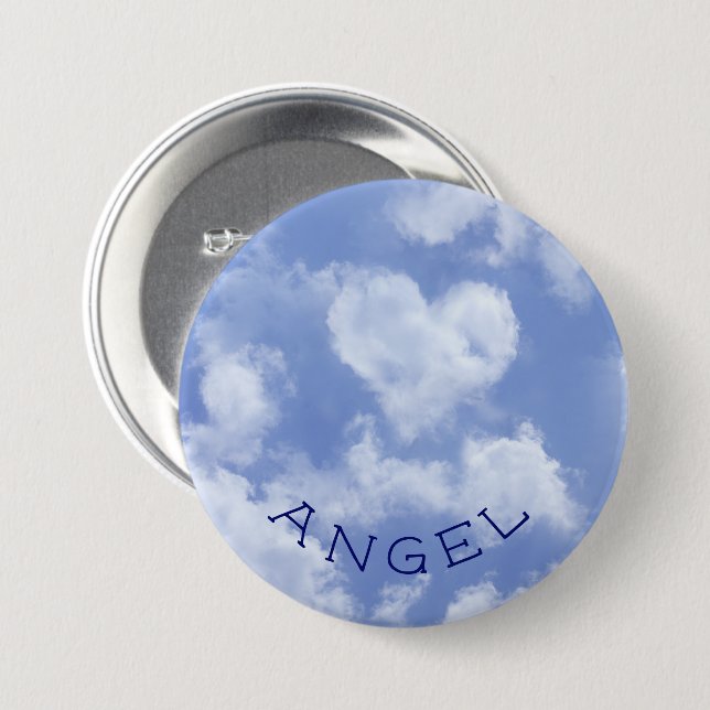 Heart Shaped Cloud Lovely Blue Template Elegant 3 Inch Round Button (Front & Back)