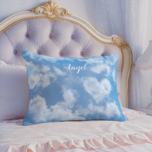 Heart Shaped Cloud Lovely Blue Template Elegant Accent Pillow
