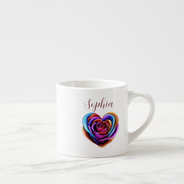 Heart Shaped Colourful Rose- Espresso Cup (Right)