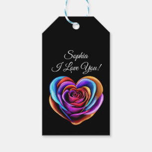 Heart Shaped Colourful Rose- Gift Tags