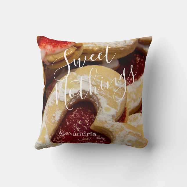Heart Shaped Cookie Photo Sweet Nothings Throw Pillow (Back)
