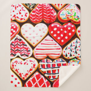 Heart shaped cookies icing for Valentine's day del Sherpa Blanket