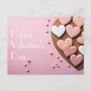 Heart shaped Cookies on pink ground Valentine's Postcard