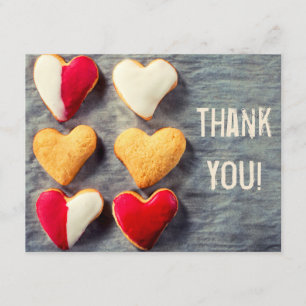 Heart Shaped Cookies on Slate Thank You Card