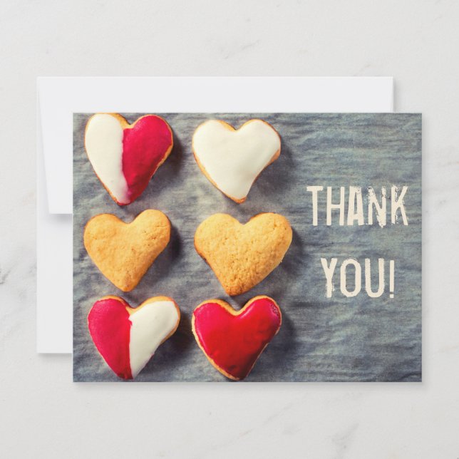 Heart Shaped Cookies on Slate Thank You Card (Front)