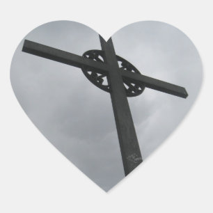 Heart Shaped Cross Sticker