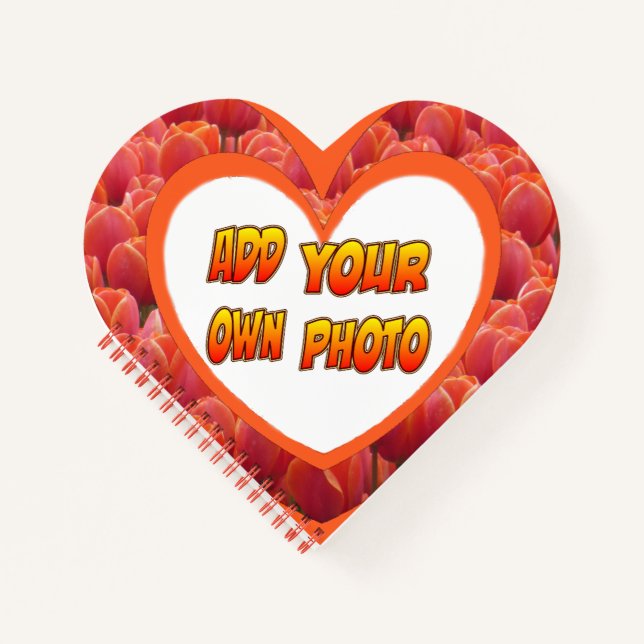 Heart Shaped Cust. Photo Red Tulips Notebook (Front)
