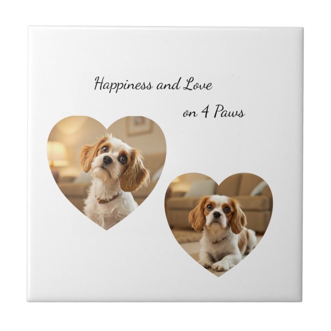 Heart-Shaped Dog Design – “Happiness on Four Paws” Tile (Front)