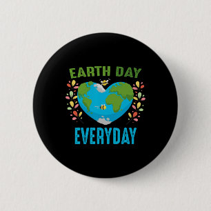 Heart Shaped Earth Day Everyday Bees World Environ 2 Inch Round Button