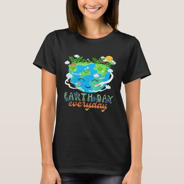 Heart Shaped Earth Day Everyday Bees World Environ T-Shirt (Front)