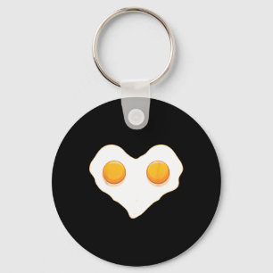 Heart Shaped Eggs Love Fried Egg Funny Valentines Keychain