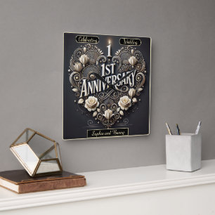 Heart-Shaped Elegance for Anniversaries Square Wall Clock