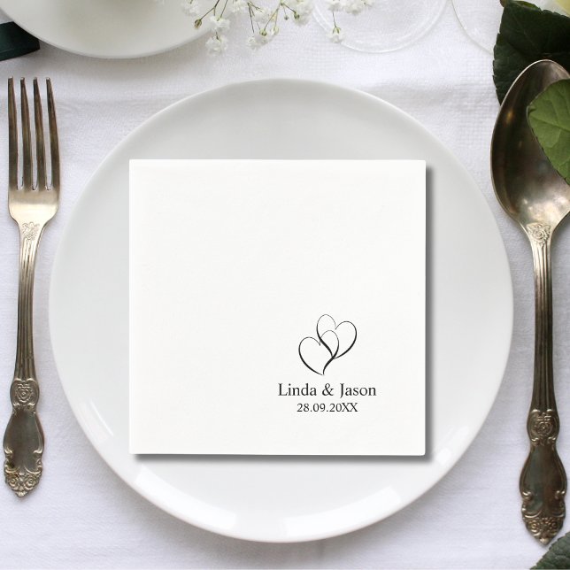 Heart Shaped Elegant Personalized Wedding Cocktail Napkin (Creator Uploaded)