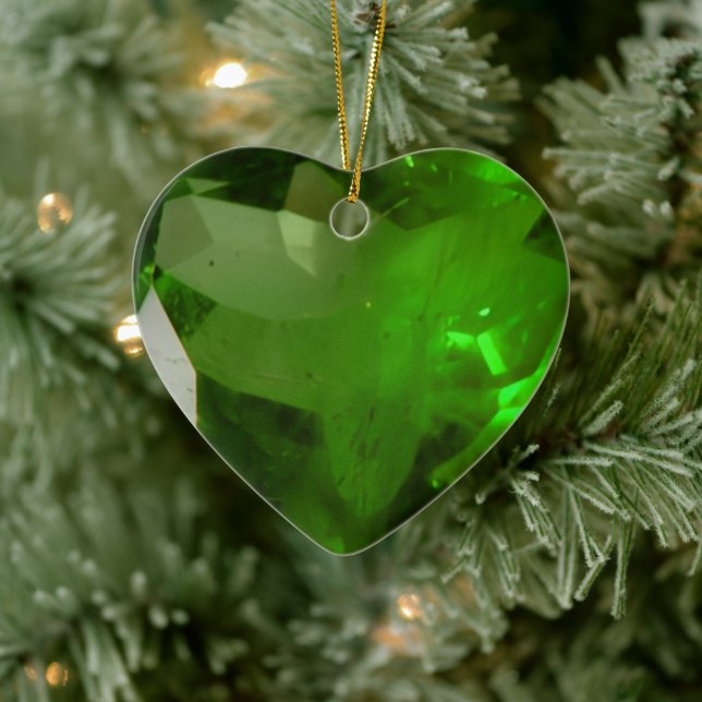 Heart‑Shaped Emerald Ceramic Ornament (Tree)
