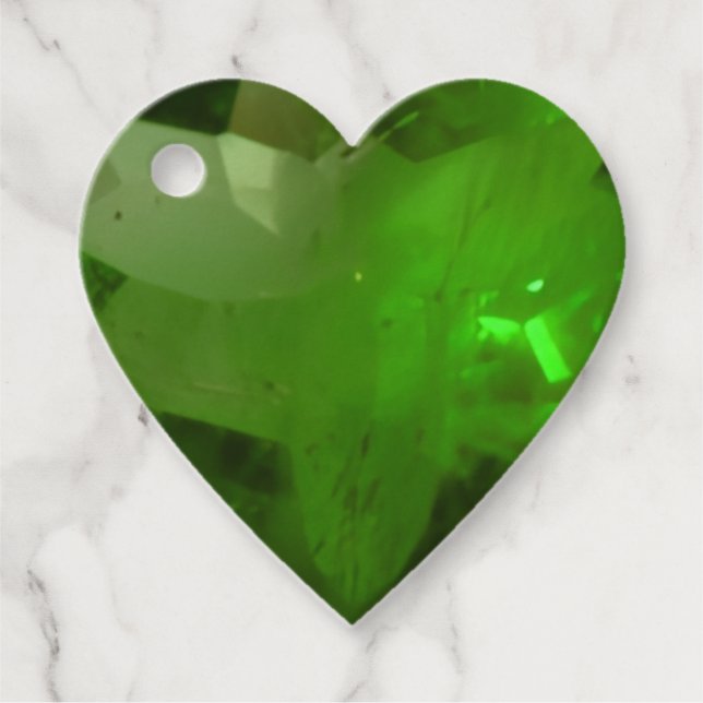 Heart‑Shaped Emerald Favour Tags (Front)