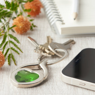 Heart‑Shaped Emerald Keychain
