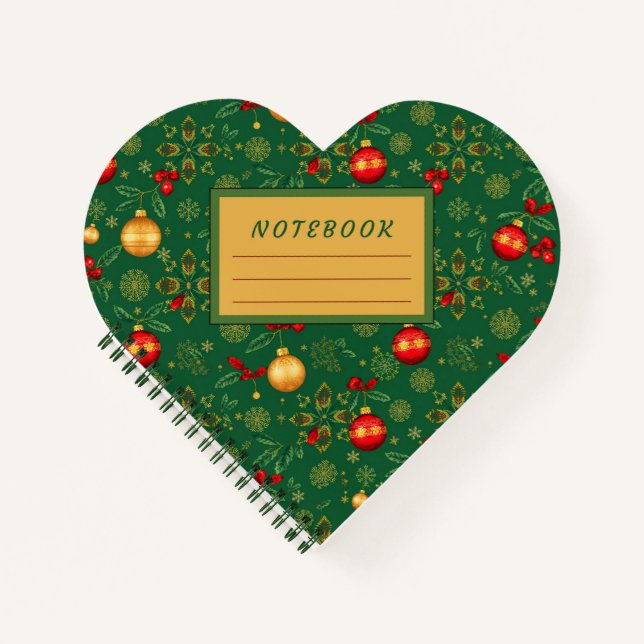Heart Shaped Emerald Ornaments Notebook (Front)