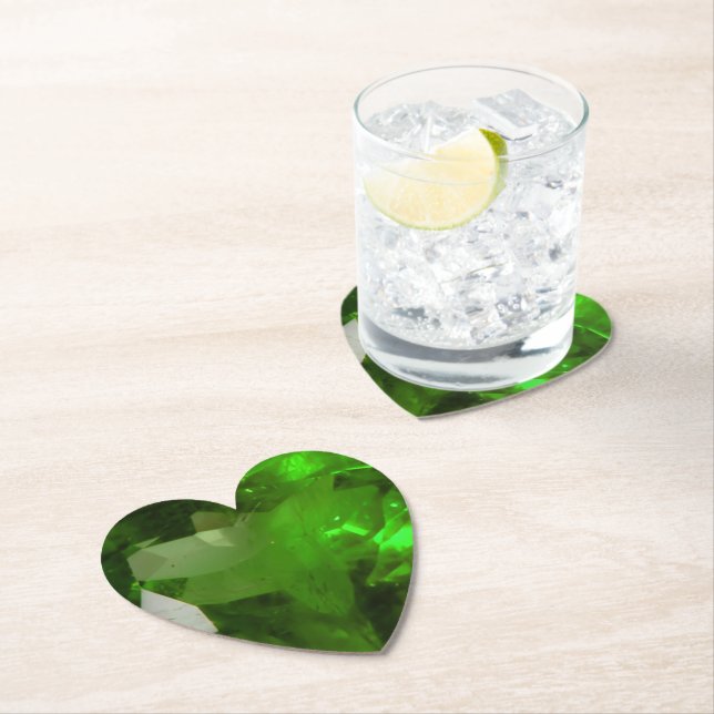Heart‑Shaped Emerald Paper Coaster (Insitu)