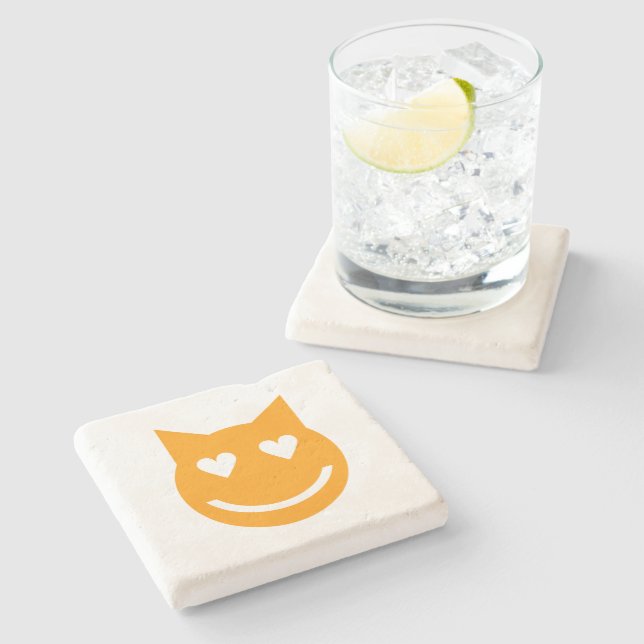 Heart Shaped Eyes Emoji Stone Coaster (Side)