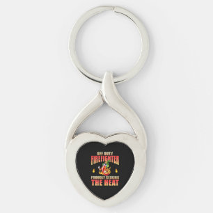 Heart-Shaped Firefighter Chili Character Keychain