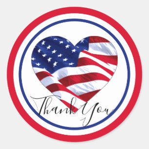 Heart Shaped Flag   Custom Thank You Classic Round Sticker