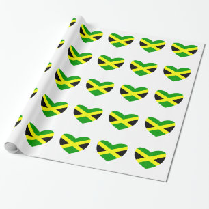 Heart Shaped Flag of Jamaica Wrapping Paper