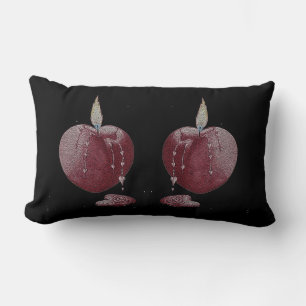 heart shaped flame red candle art lumbar pillow