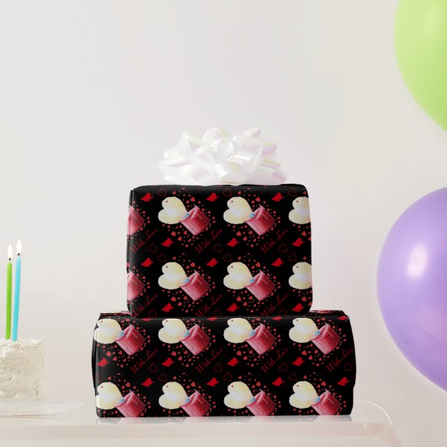 heart shaped flame red candle painting love wrapping paper (Party Gifts)